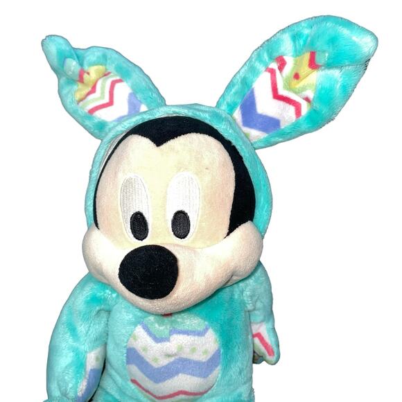 Disney Mickey Mouse Plush Bunny Rabbit Baby Shower Gift Nursery Decor Blue 10" - Picture 2 of 14